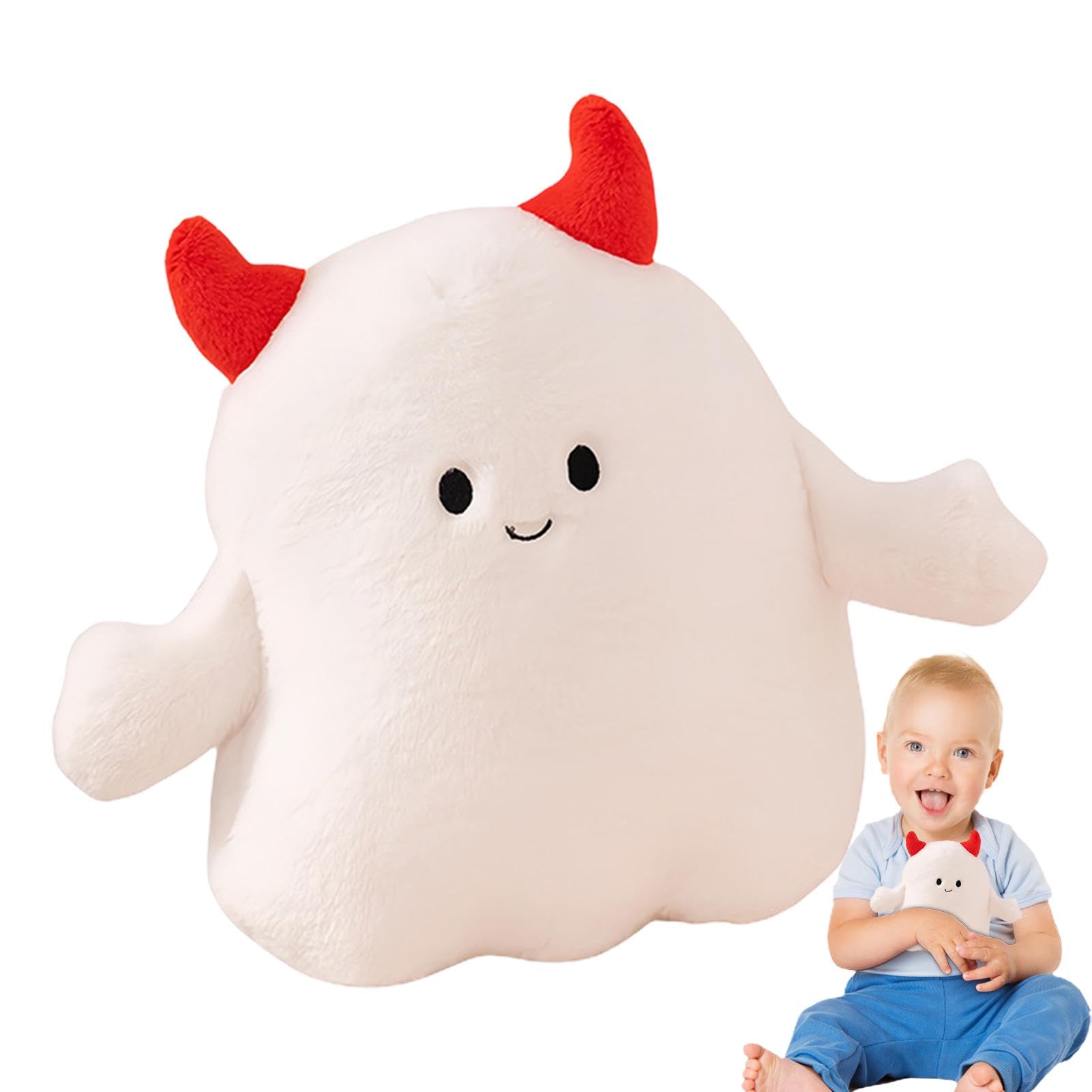 Halloween Ghost Plush Toy & Pillow - Soft Skin-Friendly Pumpkin Hat Ghost Stuffed Animal for Kids - Perfect for Halloween Decor, Party Favors, and Cozy Bedtime Cuddles