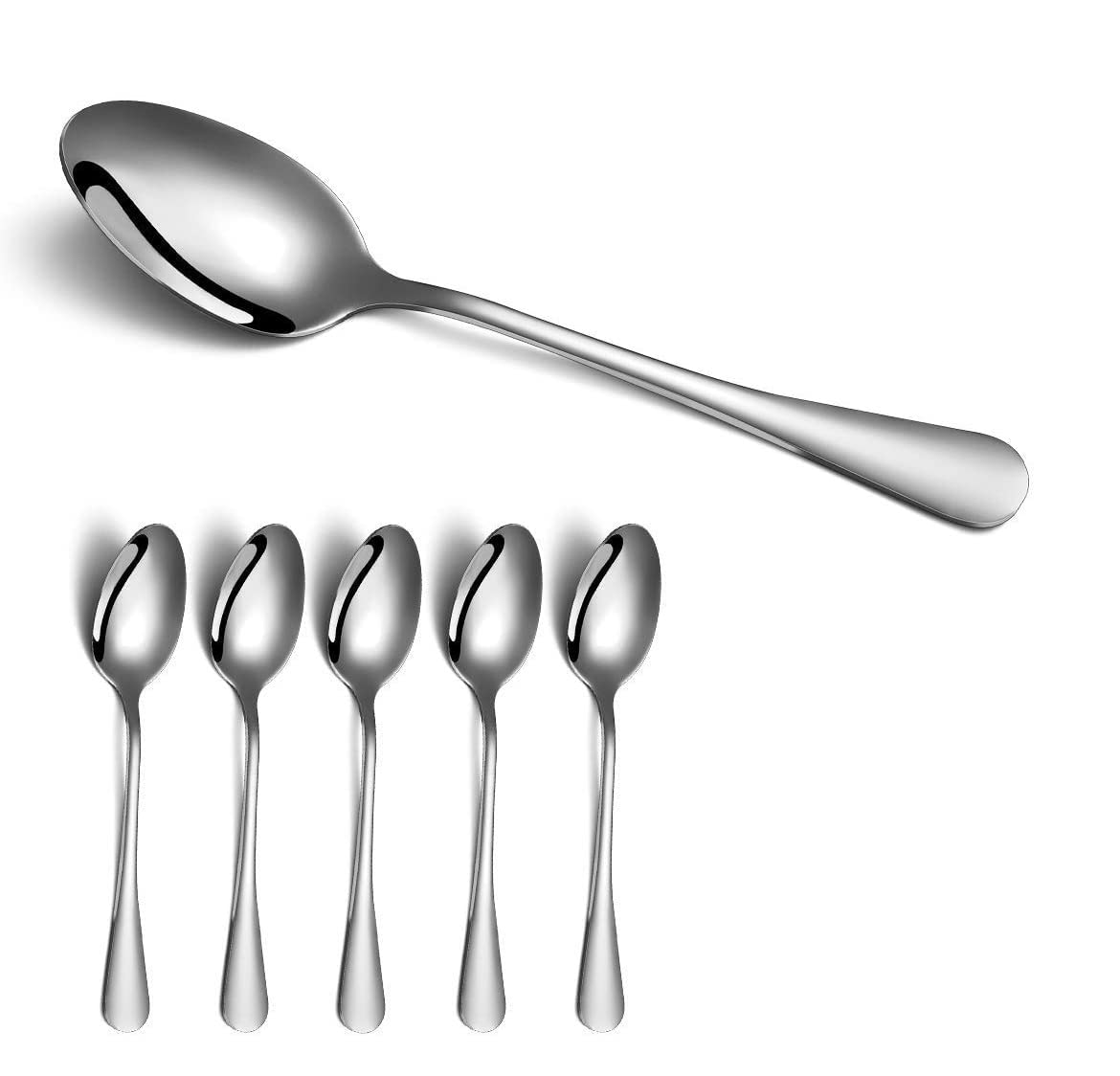 ReaNea 6-Piece Stainless Steel Dinner Spoons Set - Elegant Soup & Dessert Spoons for Dining, Silverware Cutlery - Perfect for Restaurants, Home Kitchen & Gift Giving
