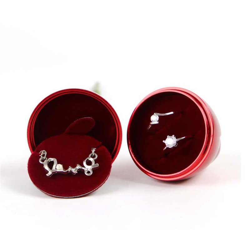 Artificial Metal Rose Flower with Creative Love Jewelry Gift Box - Elegant Kraft Paper Display Box for Earrings, Necklace, Bracelet, Pendant & Engagement Rings - Perfect for Wedding Proposals, Anniversary Gifts & Romantic Surprises