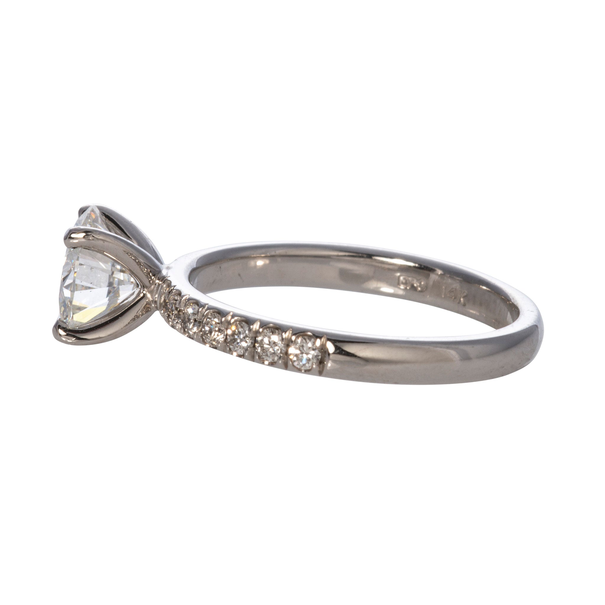 1.10ct F SI1 Round Diamond Solitaire Pavé 14K Gold Engagement Ring for Women - Perfect for Proposals, Anniversaries & Romantic Occasions