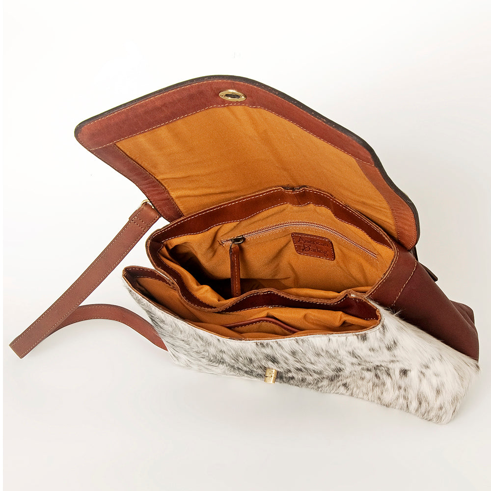 American Darling ADBGI185 Genuine Leather Crossbody Bag for Women - Western Style Hand Tooled Hair-On Cowhide Purse - Perfect for Casual Outings, Travel & Western Fashion Accessories