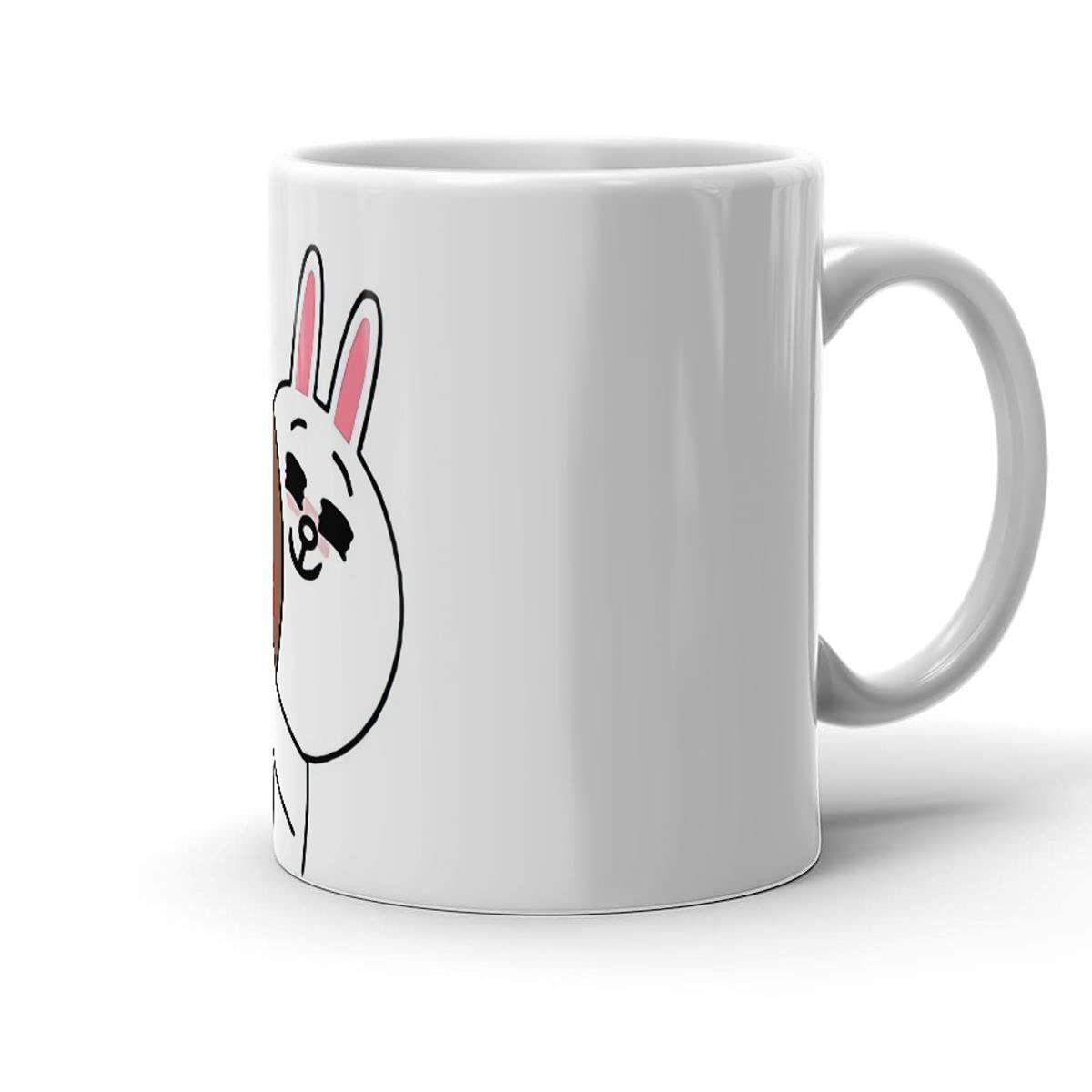 Ceramic White Coffee Mug with Brown Bear & Bunny Design - 11oz & 15oz Microwave & Dishwasher Safe - Perfect for Holidays, Weddings, Birthdays, Office & Home Use - Great for Tea, Coffee & Party Celebrations