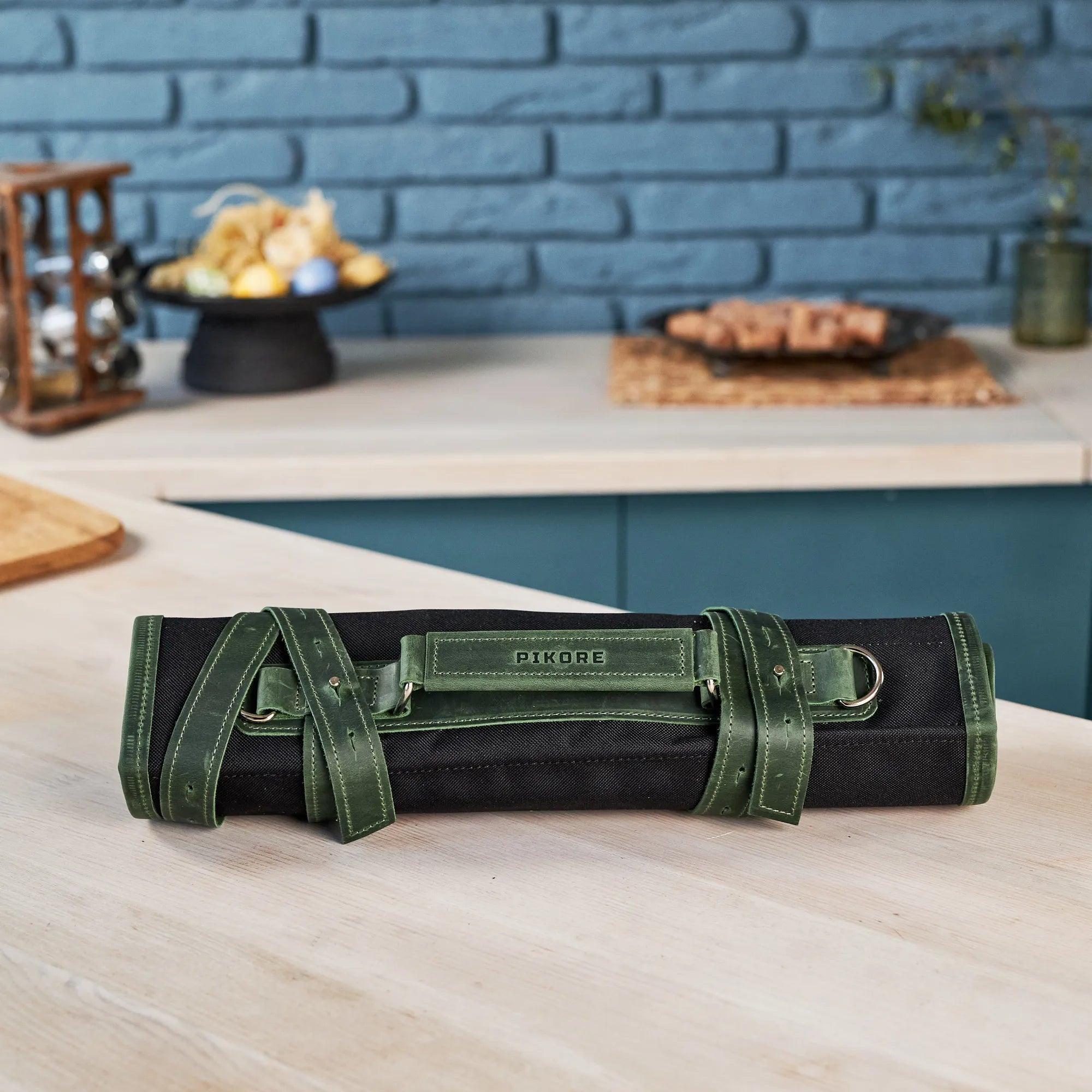 Premium Waxed Canvas Knife Roll for Chefs - Durable & Water-Resistant Knife Storage Bag - Perfect for Professional Kitchens, Culinary School & Outdoor Cooking