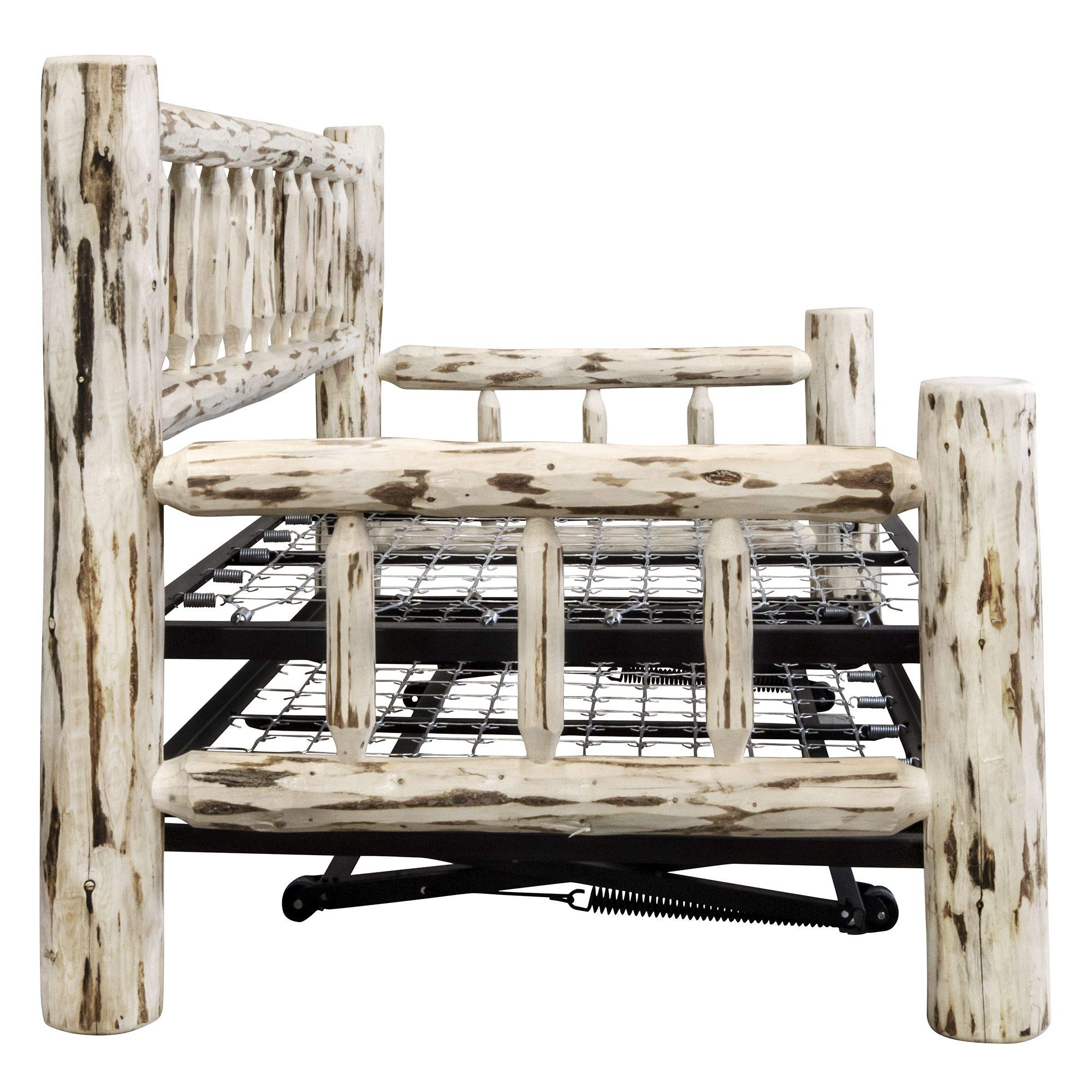 Montana Woodworks Collection Day Bed with Pop-Up Trundle - Unfinished Solid Wood Daybed for Guest Room, Kids Room & Dorm - Perfect for Sleepovers, Small Spaces & Extra Seating