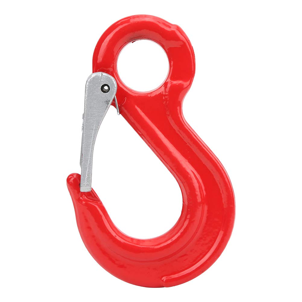 2 Ton Heavy Duty Alloy Steel Lifting Hook with Safety Latch - Round Fixed Eye Crane Hoist Hook for Shipbuilding, Construction & Industrial Use - Self-Locking Design for Secure Load Handling