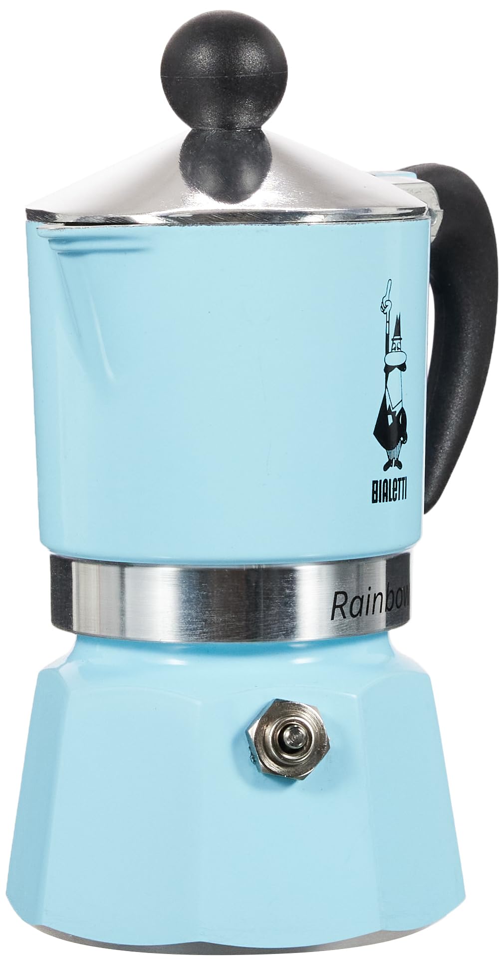 Bialetti 5041 Rainbow Stovetop Espresso Maker - 6 Cup Italian Moka Pot in Light Blue | Perfect for Home Coffee Brewing & Kitchen Decor