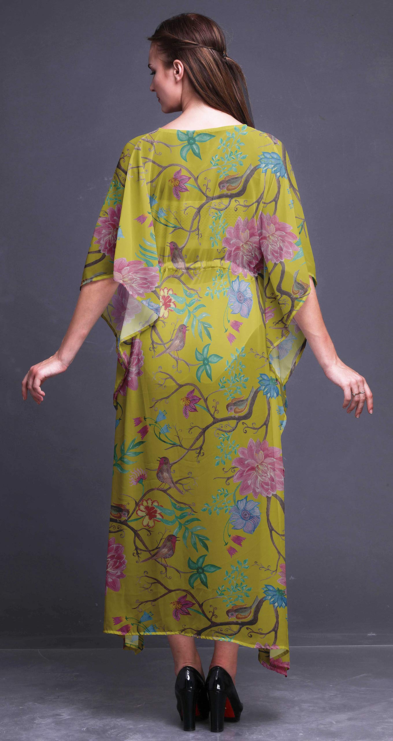 Women's Bimba Beach Kaftan - Flowy Long Maxi Dress Cover Up, Summer Kimono Style Bikini Coverup for Pool, Beach Vacation & Resort Wear