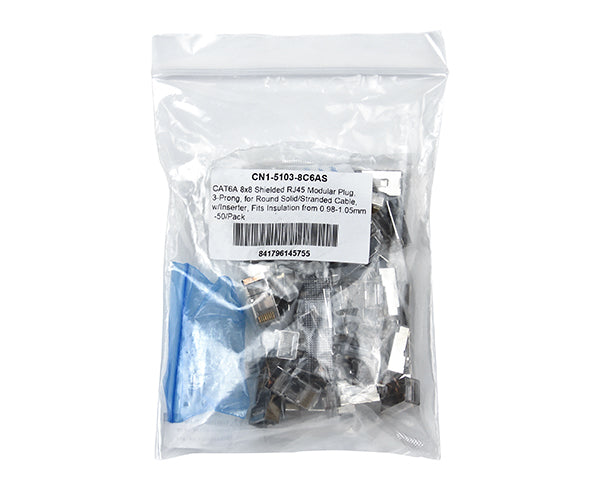 50-Pack CAT6A Shielded RJ45 Ethernet Connectors - High-Speed Network Cables for Gaming, Streaming & Office Setup