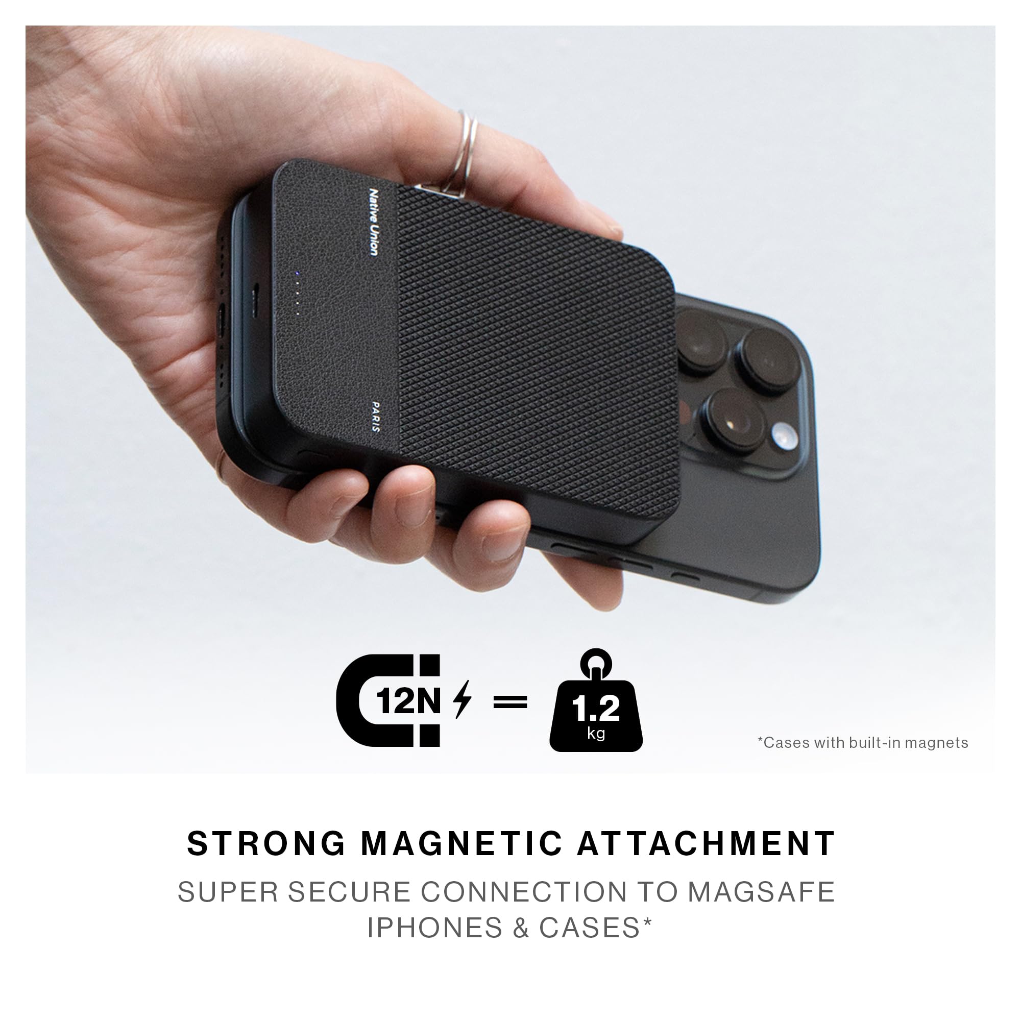 Native Union (Re)Classic Power Bank - 10000mAh Magnetic Portable Charger with MagSafe & Qi2 Certification | 15W Fast Charging for iPhone 16 Series & AirPods | Includes USB-C Cable | Perfect for Travel, Work & Outdoor Adventures