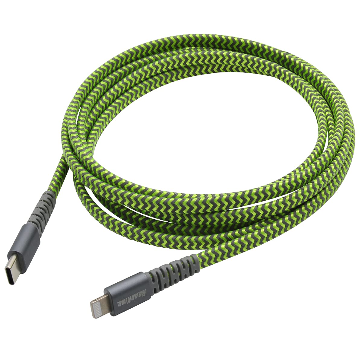 RoadKing RK06936 6ft Lightning to USB-C Fast Charging Cable - Green | Compatible with iPhone, iPad & MacBook | Perfect for Home, Office & Travel Charging