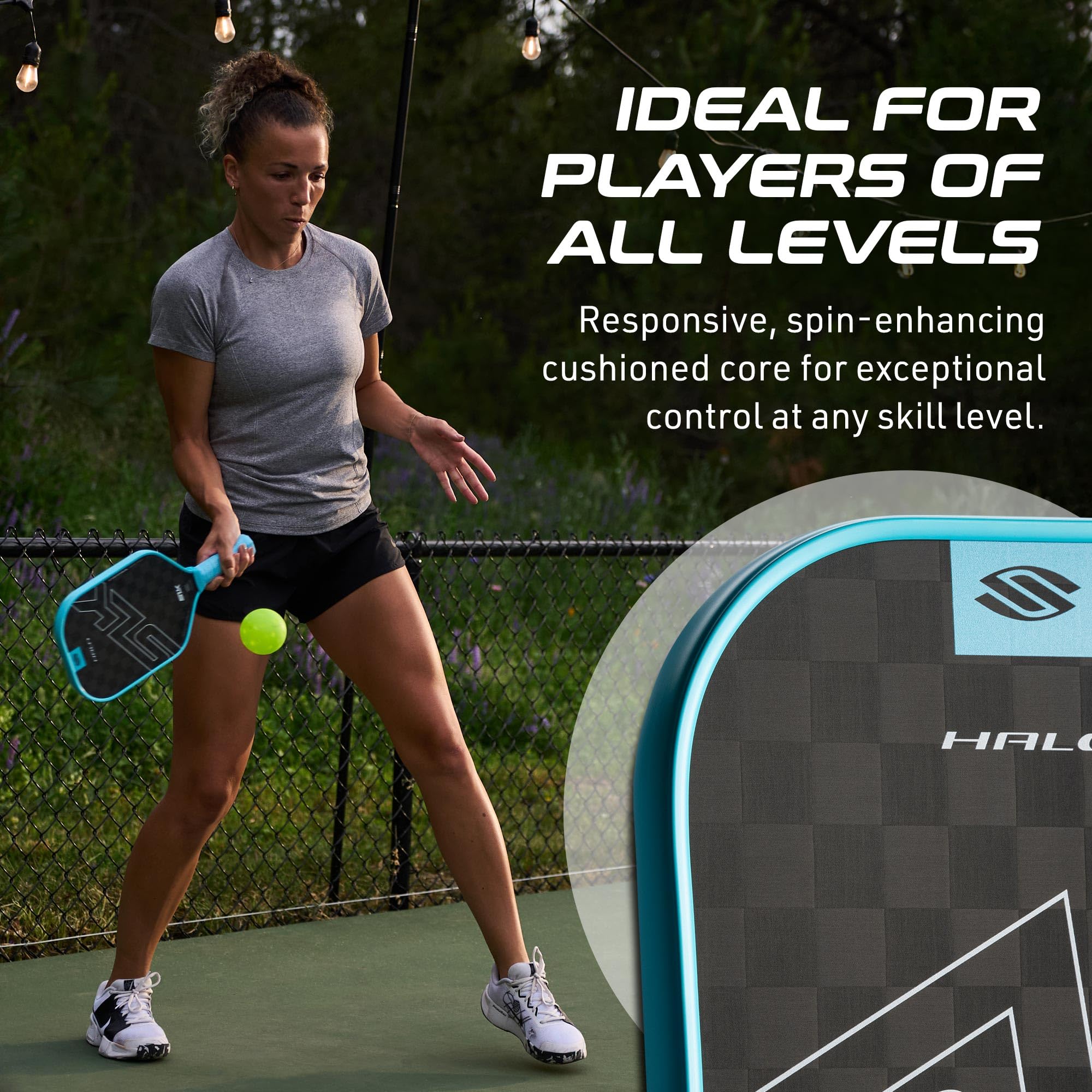 Selkirk SLK Halo Raw Carbon Fiber Pickleball Paddle - USA Designed T700 Power/18k Ultraweave Control/Kevlar Linkweave Pro | Premium Pickleball Equipment for Competitive Play & Tournament Use