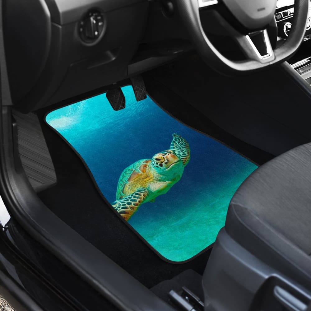 Premium Blue Sea Turtle Car Floor Mats - Non-Slip, Waterproof & Custom Fit for Cars, SUVs & Trucks | Perfect for Beach Trips, Outdoor Adventures & Marine Lovers