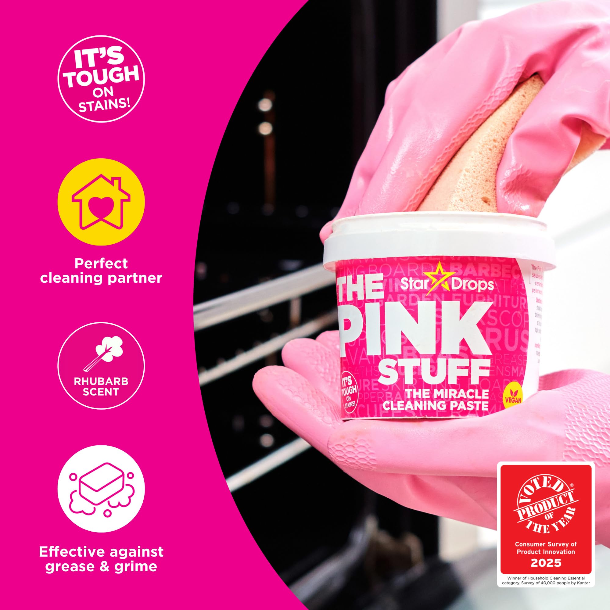 Stardrops The Pink Stuff Miracle Cleaning Paste Kit - 2 Tubs of All-Purpose Cleaner with Electric Scrubber & 4 Brush Heads for Kitchen, Bathroom & Tough Stains Removal