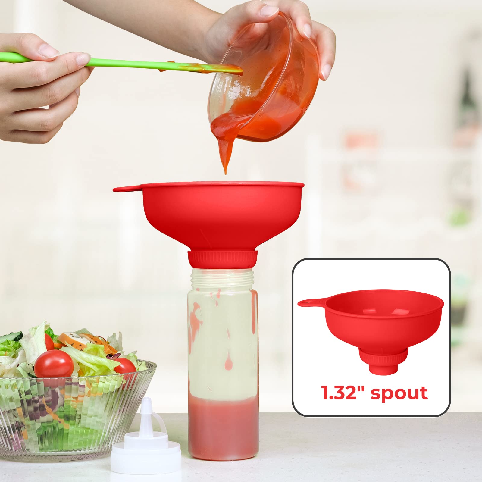 **4-Piece Wide Mouth Kitchen Funnel Set - Food Grade Plastic for Cooking, Canning & Filling Mason Jars - Includes 4 Sizes for Oil, Spices, Shampoo & Sauces - Perfect for Home, Kitchen & DIY Projects**