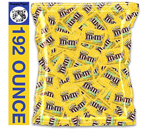 M&M's Peanut Fun Size Bulk Candy 192oz (12lbs) - Individually Wrapped Chocolate Peanut Candies - Perfect for Halloween, Christmas Party Favors, Office Snacks & Movie Nights