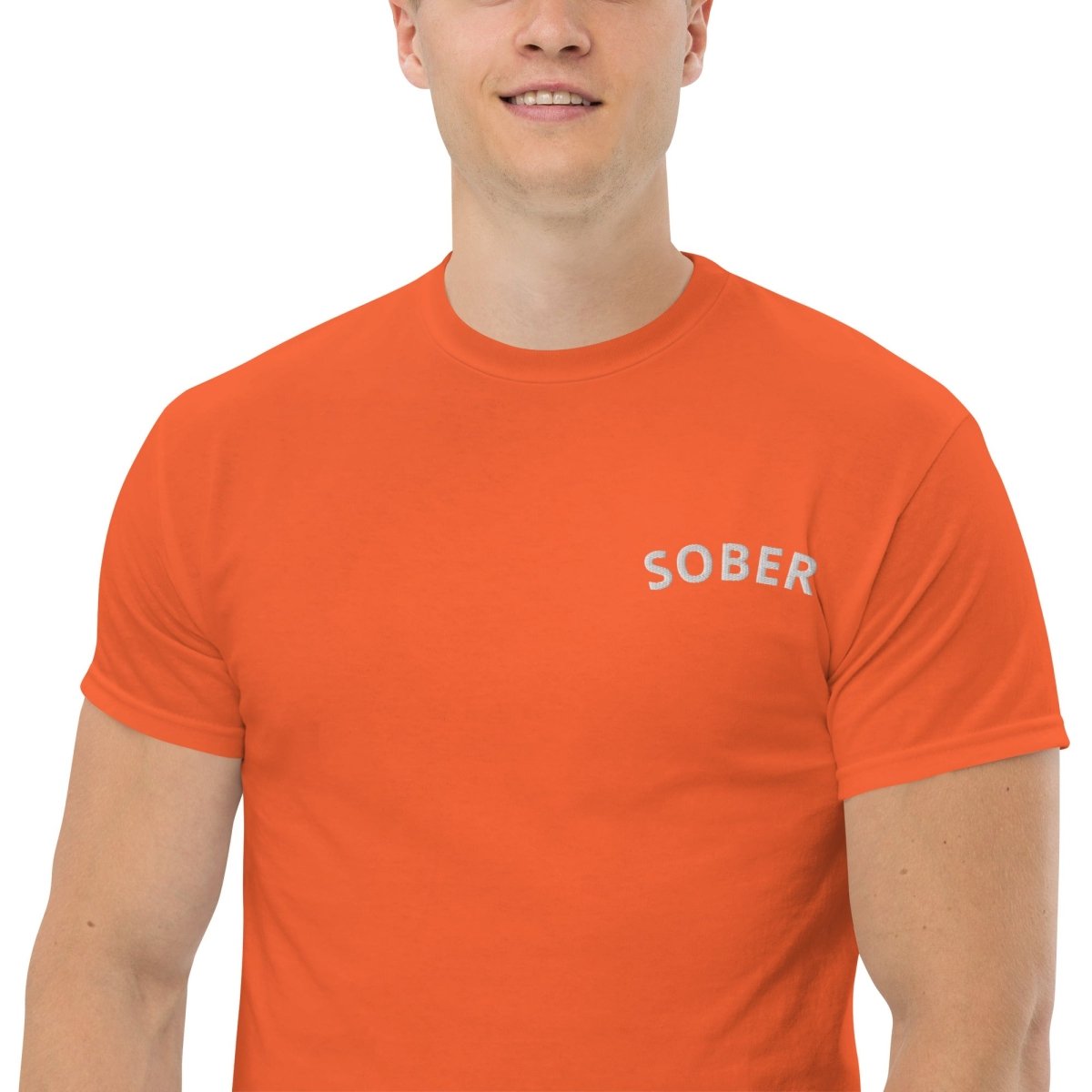 Sober Embroidered Men's Classic T-Shirt | Premium Cotton Casual Tee | Sober Life Apparel for Everyday Wear & Recovery Support