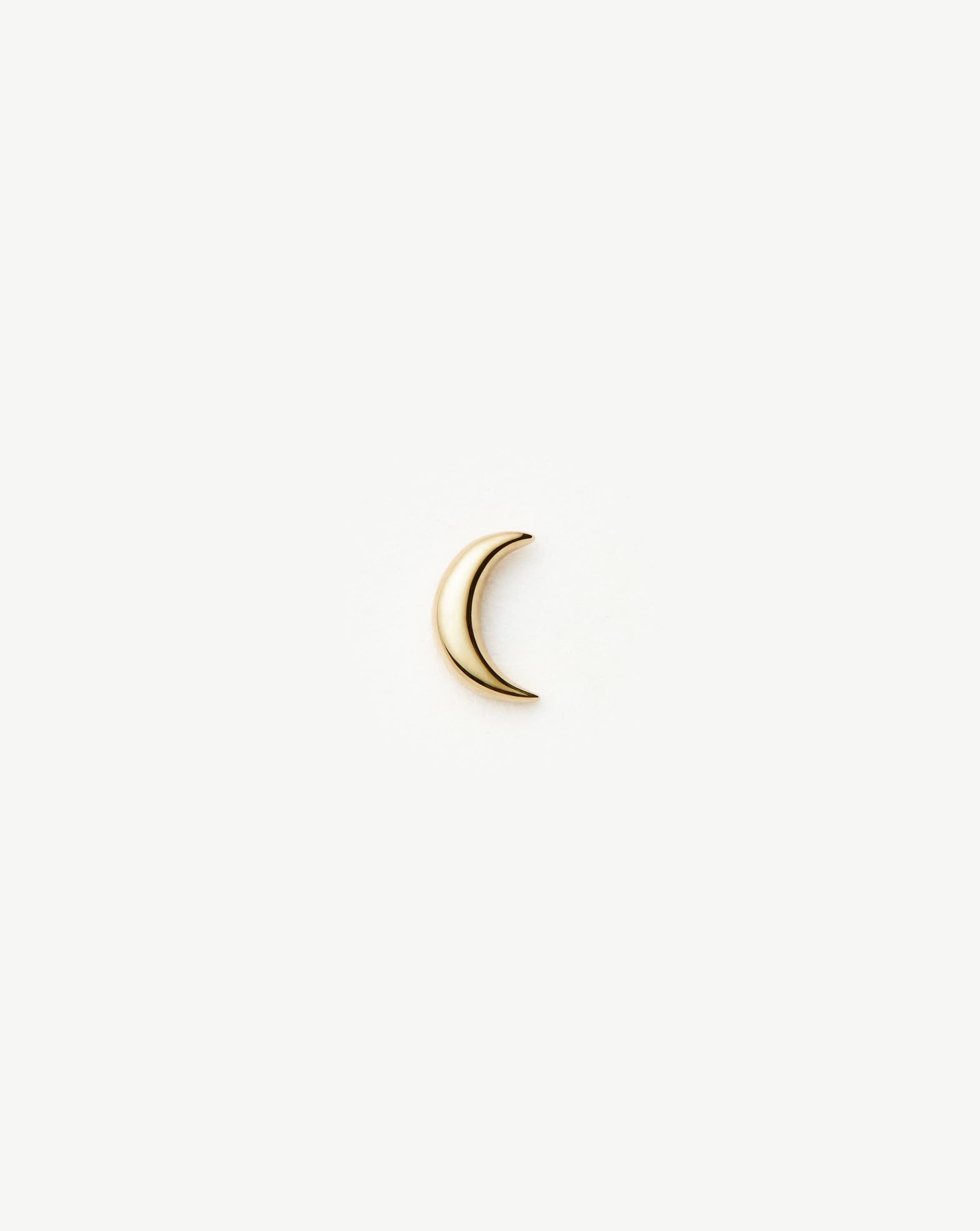 14K Solid Gold Single Stud Earrings for Women - Minimalist Fine Moon Stud Earrings | Perfect for Everyday Wear, Date Night & Gifts