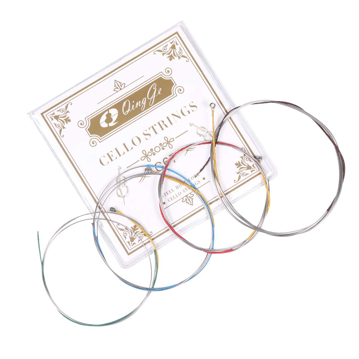 Premium Steel Core Cello Strings Set for 4/4 & 3/4 Size - Anti-Corrosion Sealed Pouch - Ideal for Student Practice & Professional Performances