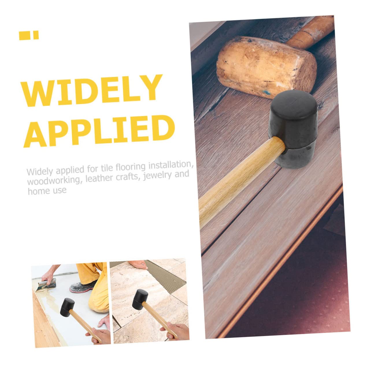 YARNOW Rubber Mallet - Durable Wooden Hammer for Woodworking, Flooring, Camping & Beach Toys | Portable Rubber Mallet Tool for DIY Projects, Home Improvement & Outdoor Activities