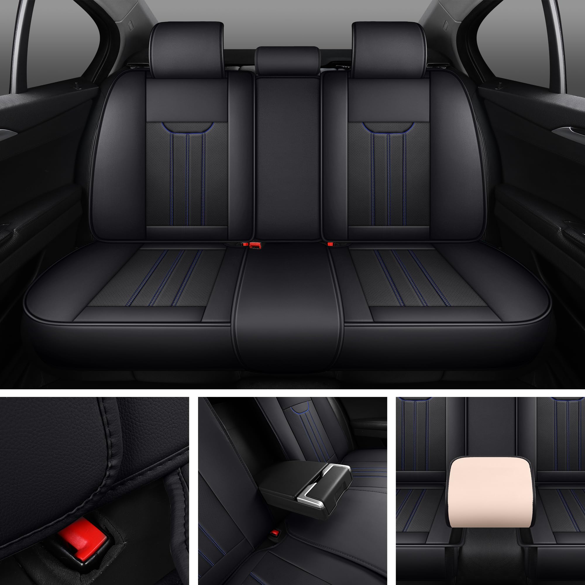 LINGVIDO Waterproof Faux Leather Car Seat Covers Full Set - Universal Fit for Cars, Trucks & SUVs | Front & Back Seat Protector | Durable Automotive Interior Accessories for Daily Commute & Road Trips
