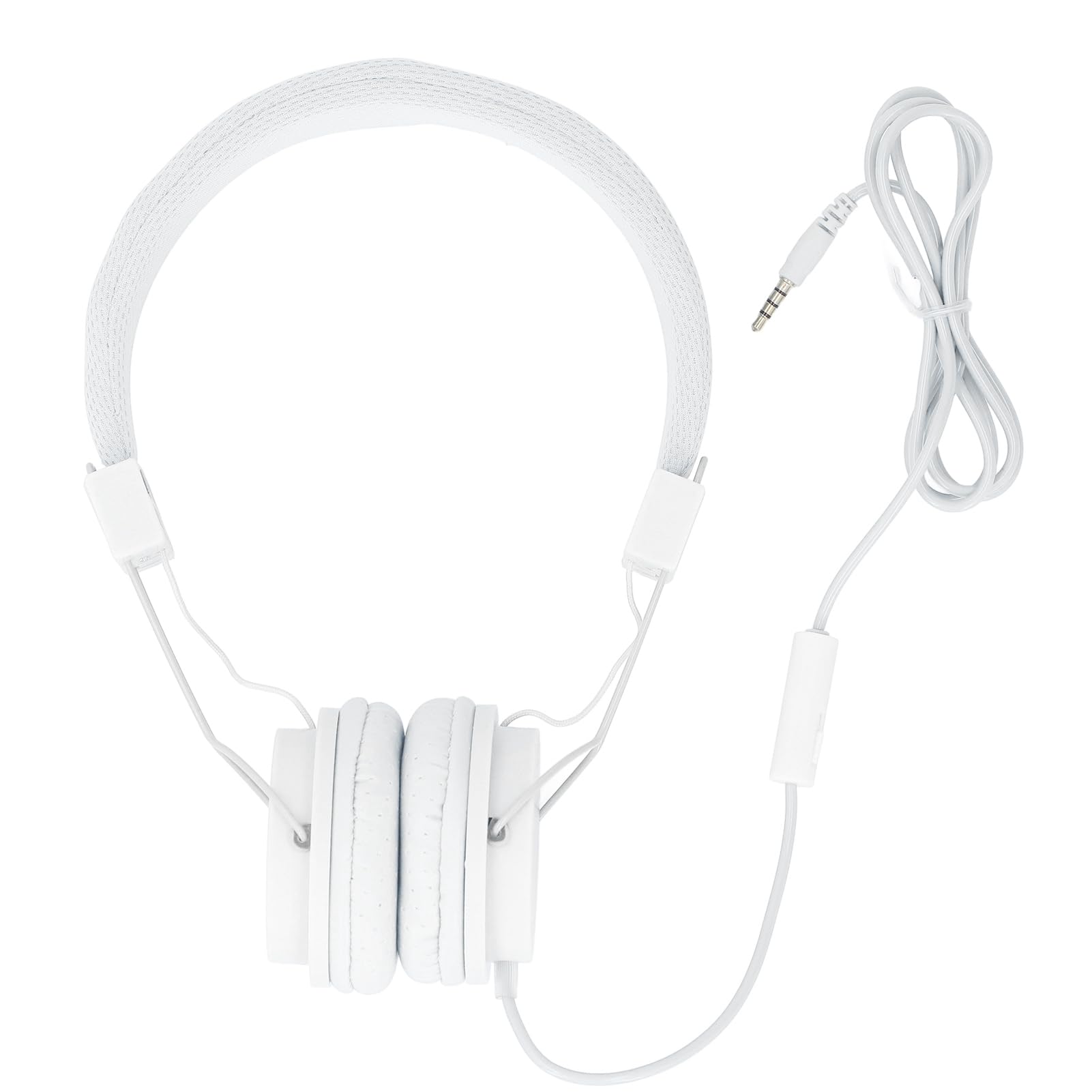 Fabater Wired Stereo Headphones with Microphone - Enhanced Surround Sound, Adjustable Headband for PC, Laptop, Gaming & Music - Comfortable Over-Ear Design (White) - Perfect for Work, Study, Online Classes & Entertainment