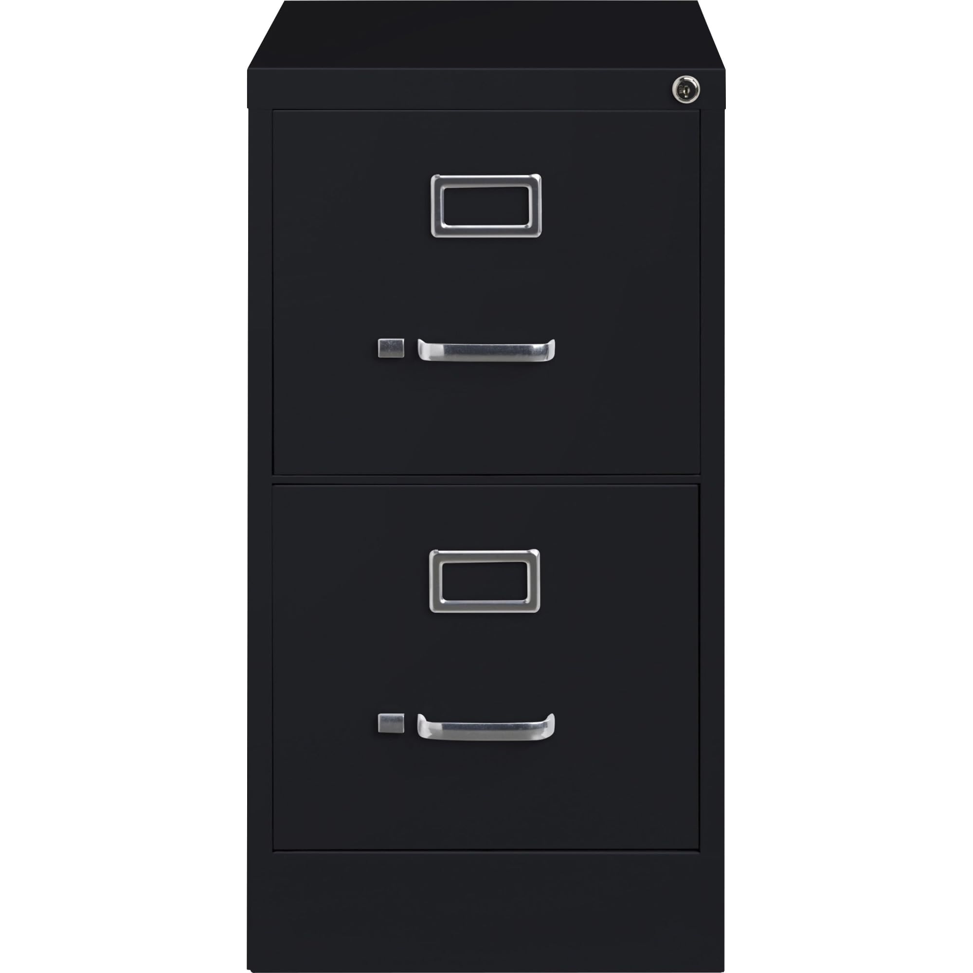 Lorell 2-Drawer Black Metal File Cabinet with Lock - 22