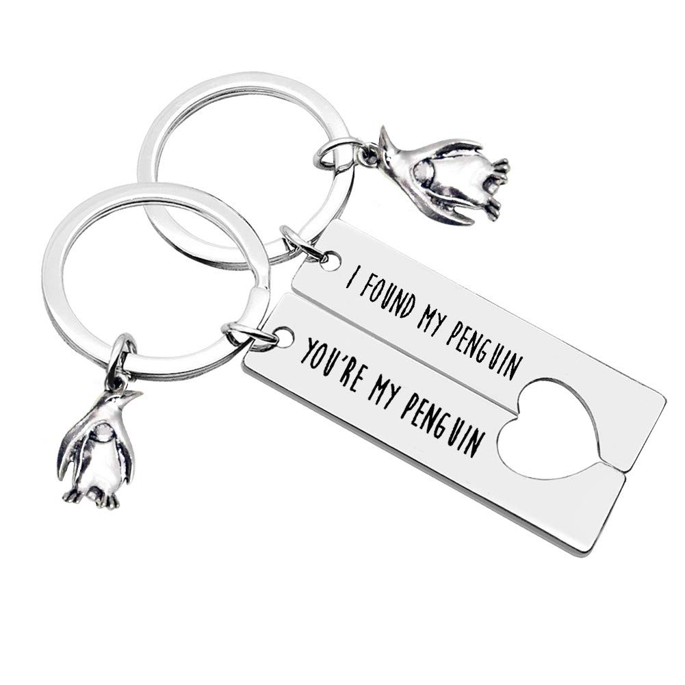 Penguin Couple Keychain Set - Matching 'You're My Penguin' & 'I Found My Penguin' Gifts for Girlfriend/Boyfriend - Personalized Couples Jewelry for Christmas, Wedding & Anniversaries - Perfect for Long Distance Relationships & Romantic Surprises