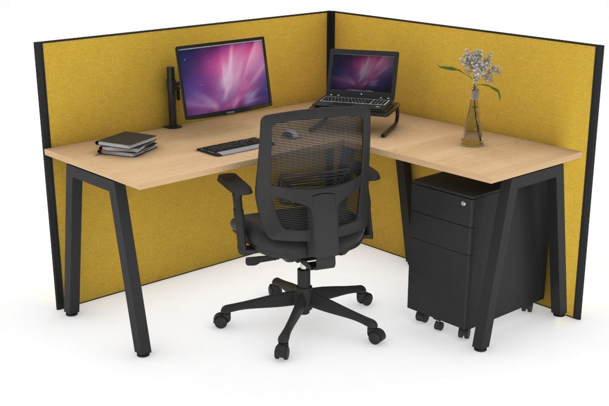 Horizon Quadro A Legs L-Shaped Corner Office Desk - 1800L x 1450W - Modern Home Office Furniture for Small Spaces & Workstations - Perfect for Remote Work, Gaming & Study Setup