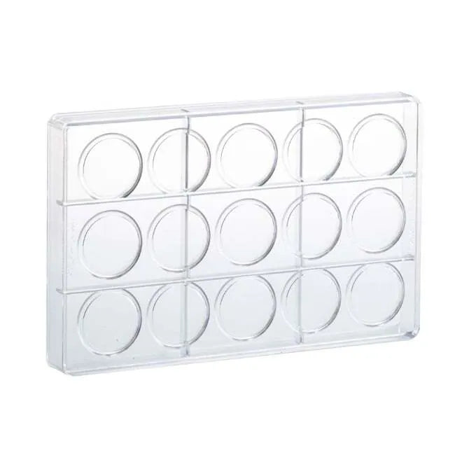Premium Praline Circle 40 Cavity 15 Form Polycarbonate Chocolate Mold for Professional Baking & Candy Making - Perfect for Valentine's Day, Easter, Christmas Treats & Party Favors