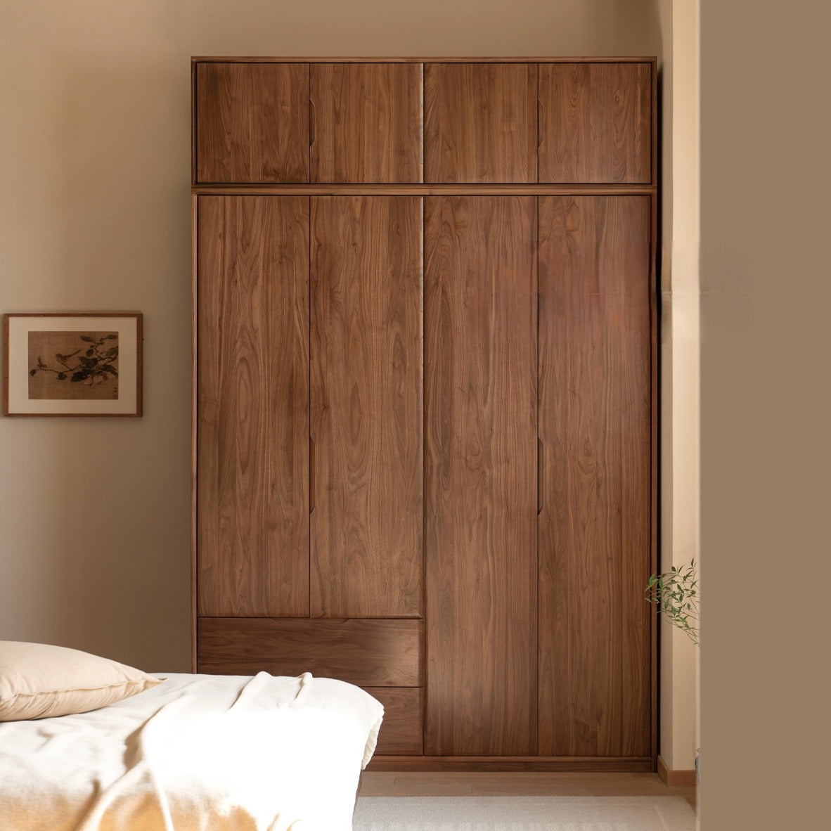 Solid Black Walnut Wood Large Wardrobe - Spacious Closet Organizer for Bedroom, Walk-in Closet & Master Suite Storage