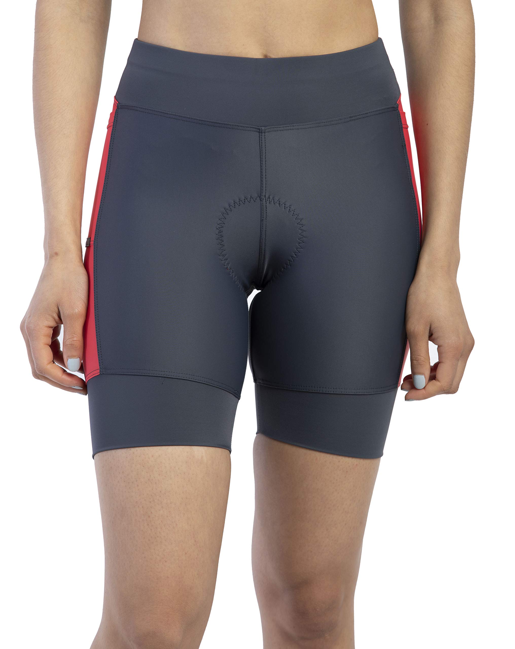 MOOMOTION Women's Triathlon Shorts - Soft Padded Quick-Dry Chamois with Side Pockets - USA Made for Swimming, Cycling & Running - Perfect for Triathlons & Outdoor Training