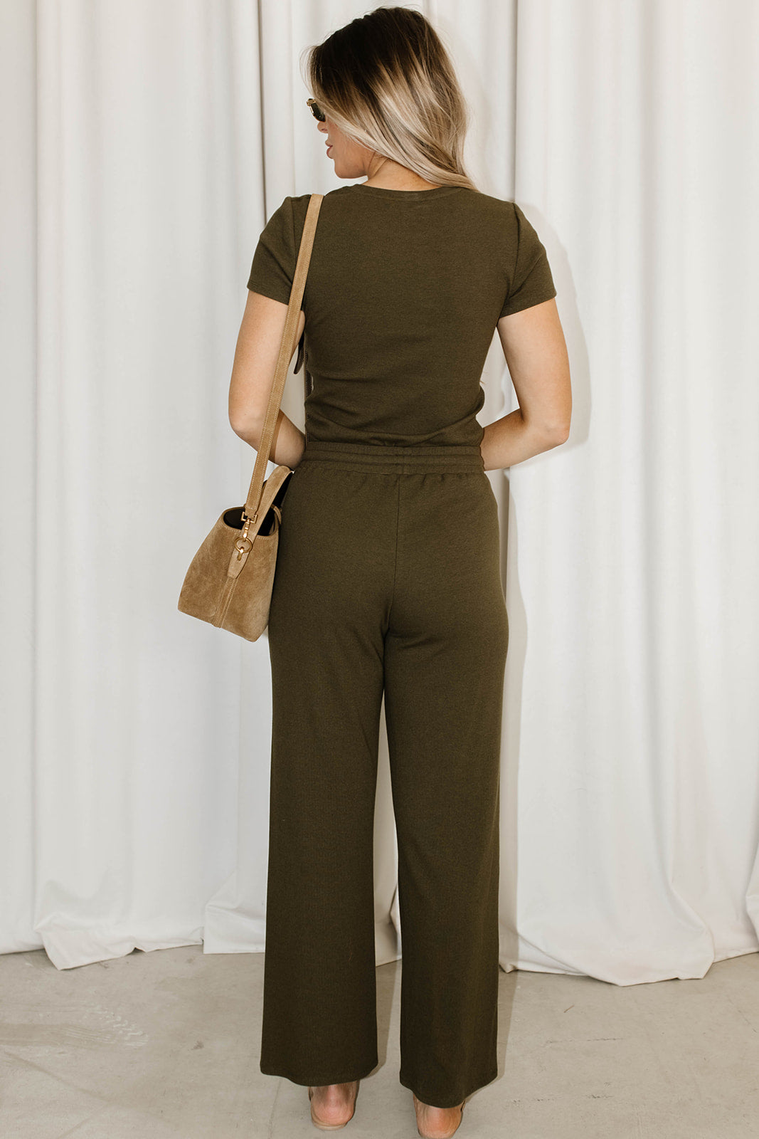 The Muse Knit Top & Pants Set in Olive - Stylish Women's Casual Outfit for Work, Travel & Everyday Wear