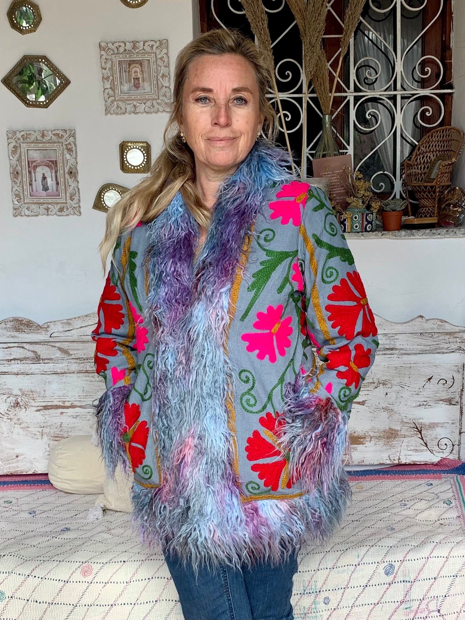 Boho Gypsy Ibiza Jacket for Women - Lightweight Embroidered Floral Kimono Cover Up - Perfect for Beach, Festival, and Summer Outfits