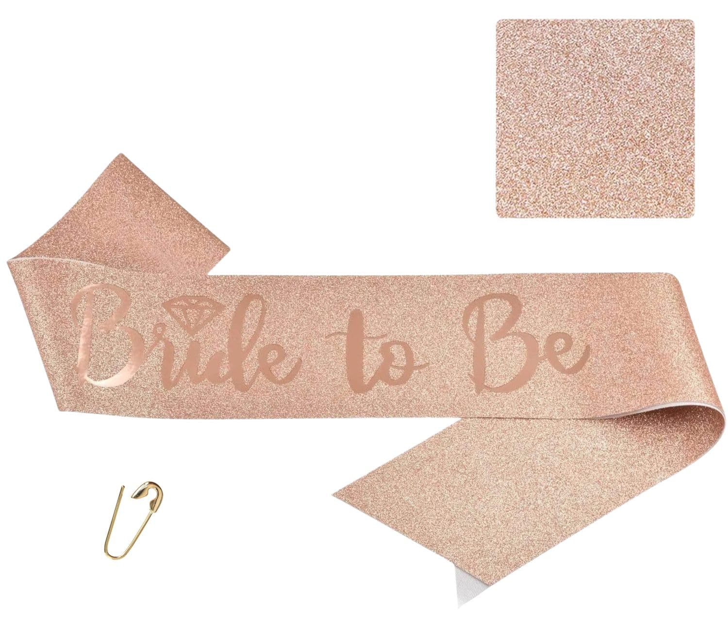 Bride to Be Sash - Rose Gold Glitter Bridal Sash for Bachelorette Party & Bridal Shower Decorations - Wedding Party Favors & Accessories - Perfect for Bridal Showers, Bachelorette Parties & Wedding Celebrations