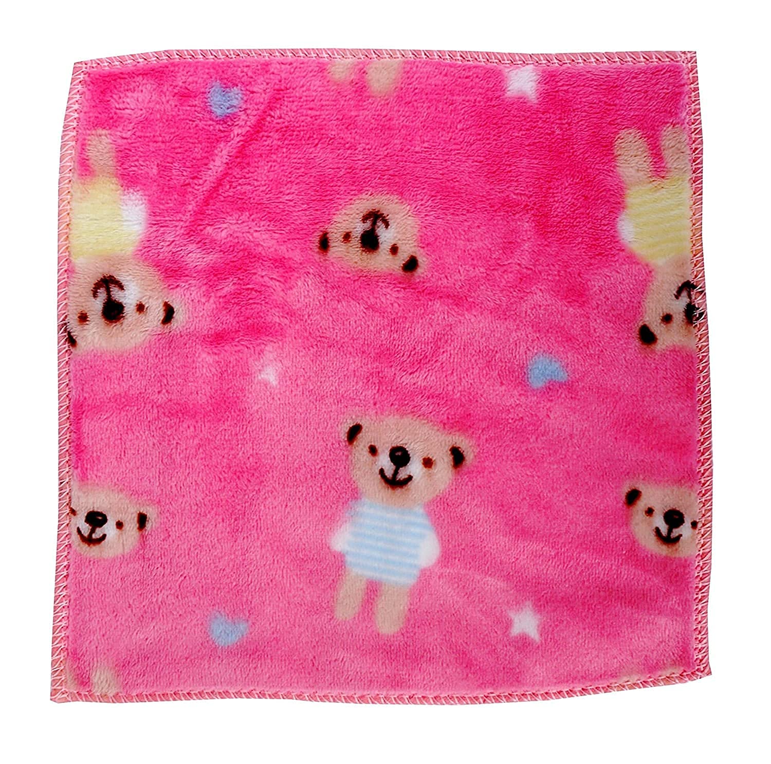 DEXO Soft Cotton Handkerchief Set for Kids, Women & Girls - 6-Piece Teddy Bear Print Baby Face Towels | Multicolor Hankies for Daily Use, Travel & Gifts