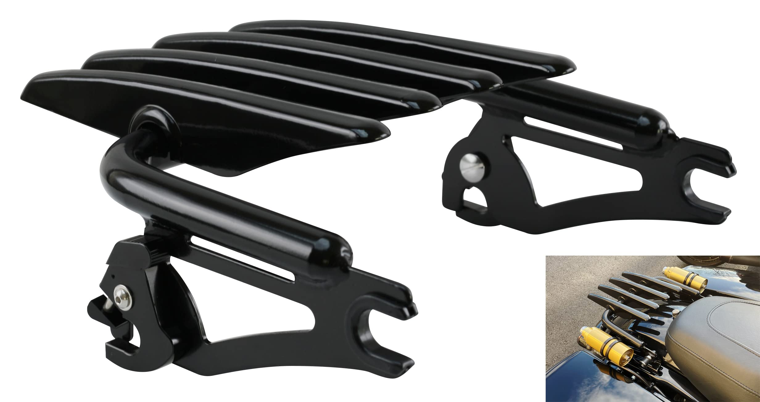 YHMOTO Stealth Detachable Motorcycle Luggage Rack for Harley Touring Models - Street Glide, Road King & Electra Glide (2009-2022) - Black - Perfect for Long Distance Rides & Touring Accessories