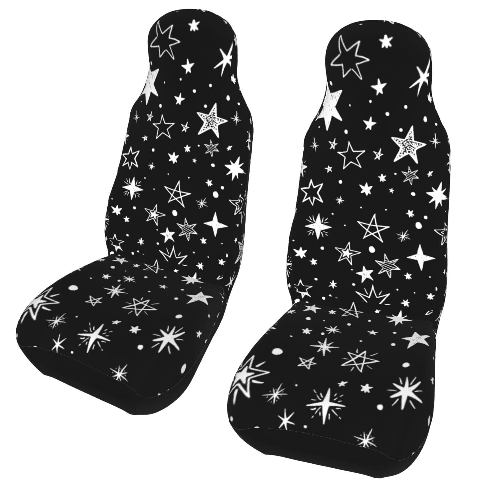 2 Pcs Universal Car Seat Covers - Star Pattern Front Seat Protectors for Most Vehicles, Cars, SUVs and Trucks | Durable & Comfortable | Perfect for Daily Commute, Road Trips and Family Travel