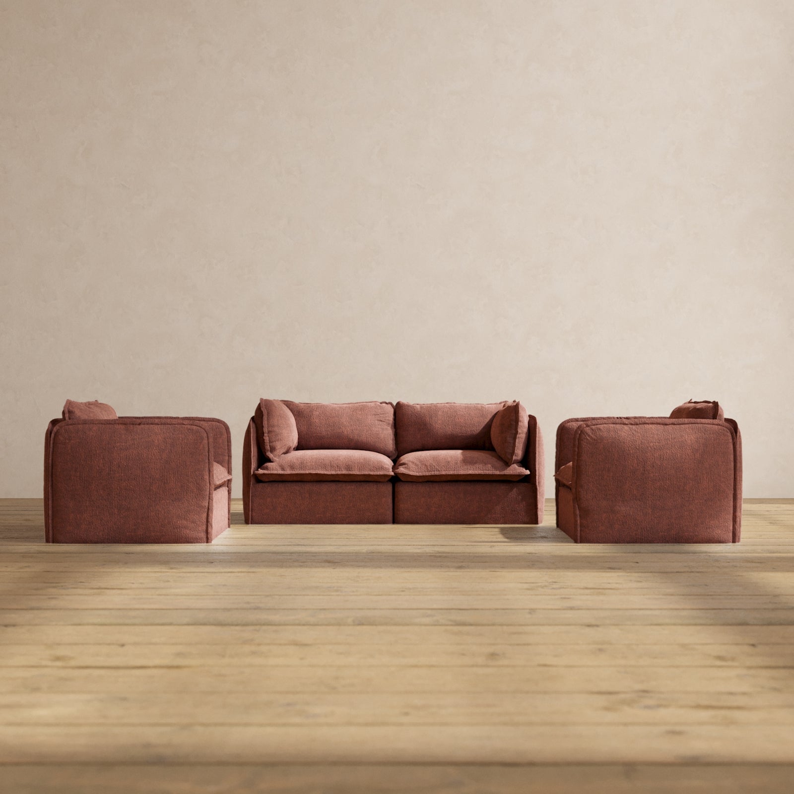 Premium Modular 2-Seater Sofa & Armchair Set in Chestnut Brown | Luxury Fabric Blend | Perfect for Living Room, Lounge & Small Spaces
