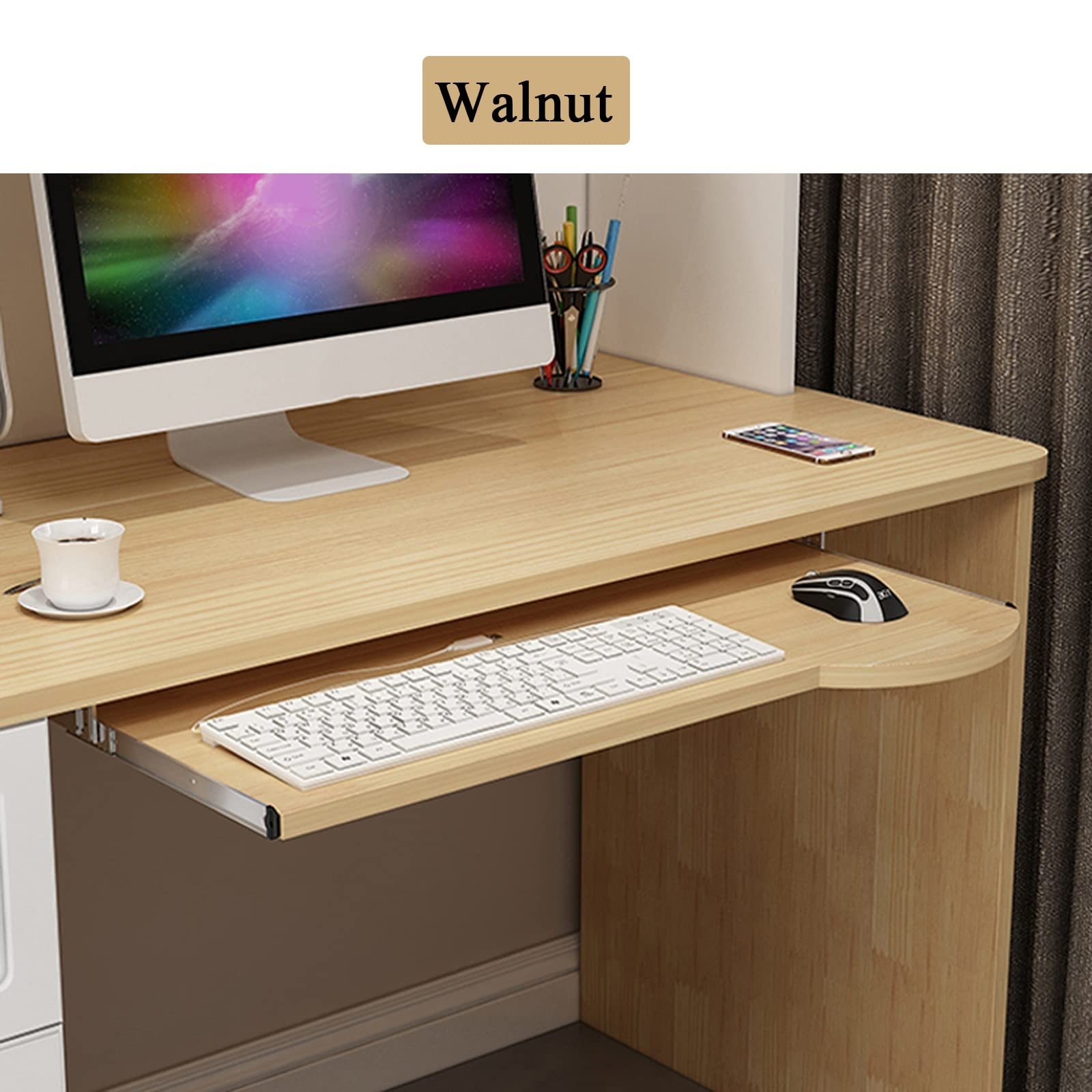 V3VOGUE Under Desk Slide-Out Keyboard Tray with Adjustable Height - Ergonomic Pull-Out Keyboard Drawer with Slide Rail & Mouse Pad - Perfect for Home Office, Gaming Setup, and Workspace Organization