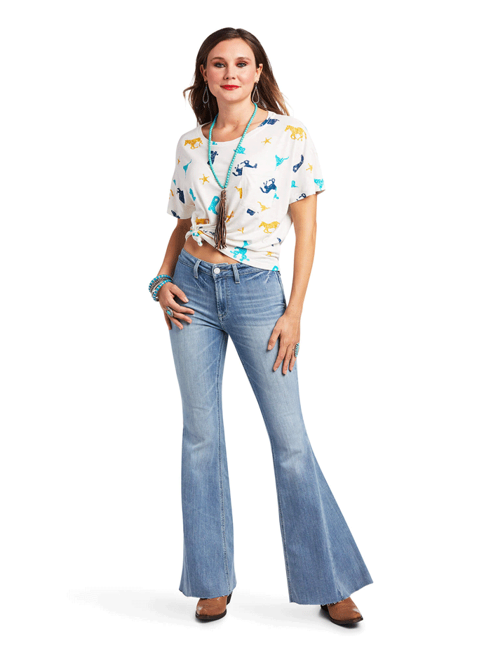 Ariat Women's Mojave Tee - Breathable Multi-Print Short Sleeve Shirt for Western Riding, Hiking & Outdoor Activities
