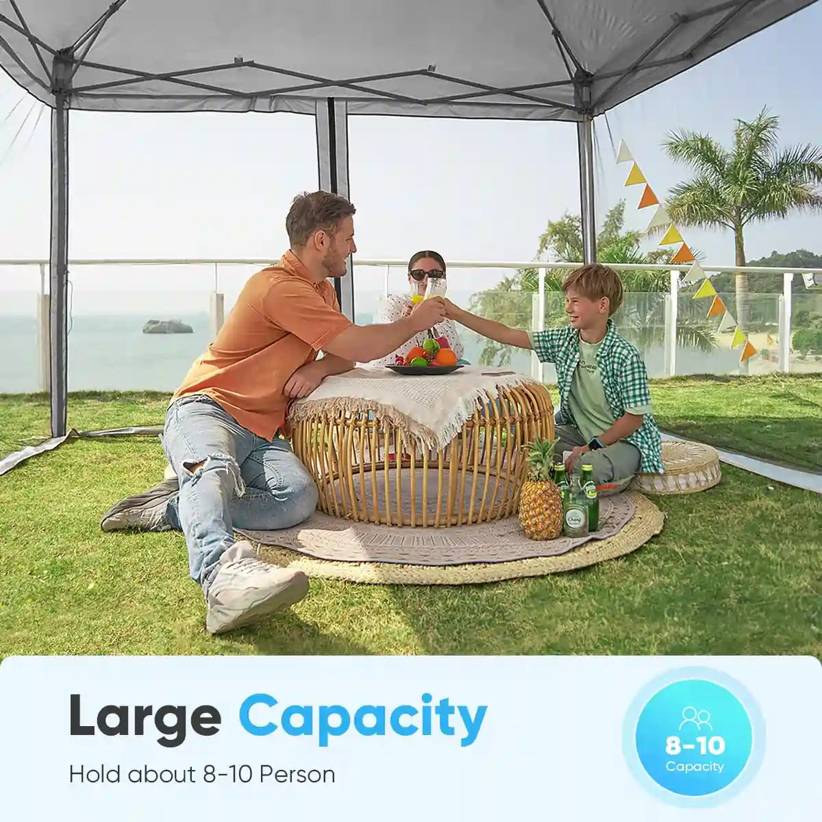 10' x 10' Pop Up Canopy Tent with Removable Sidewalls & Netting - Perfect for Outdoor Events, Camping, Beach Parties, and Backyard Gatherings