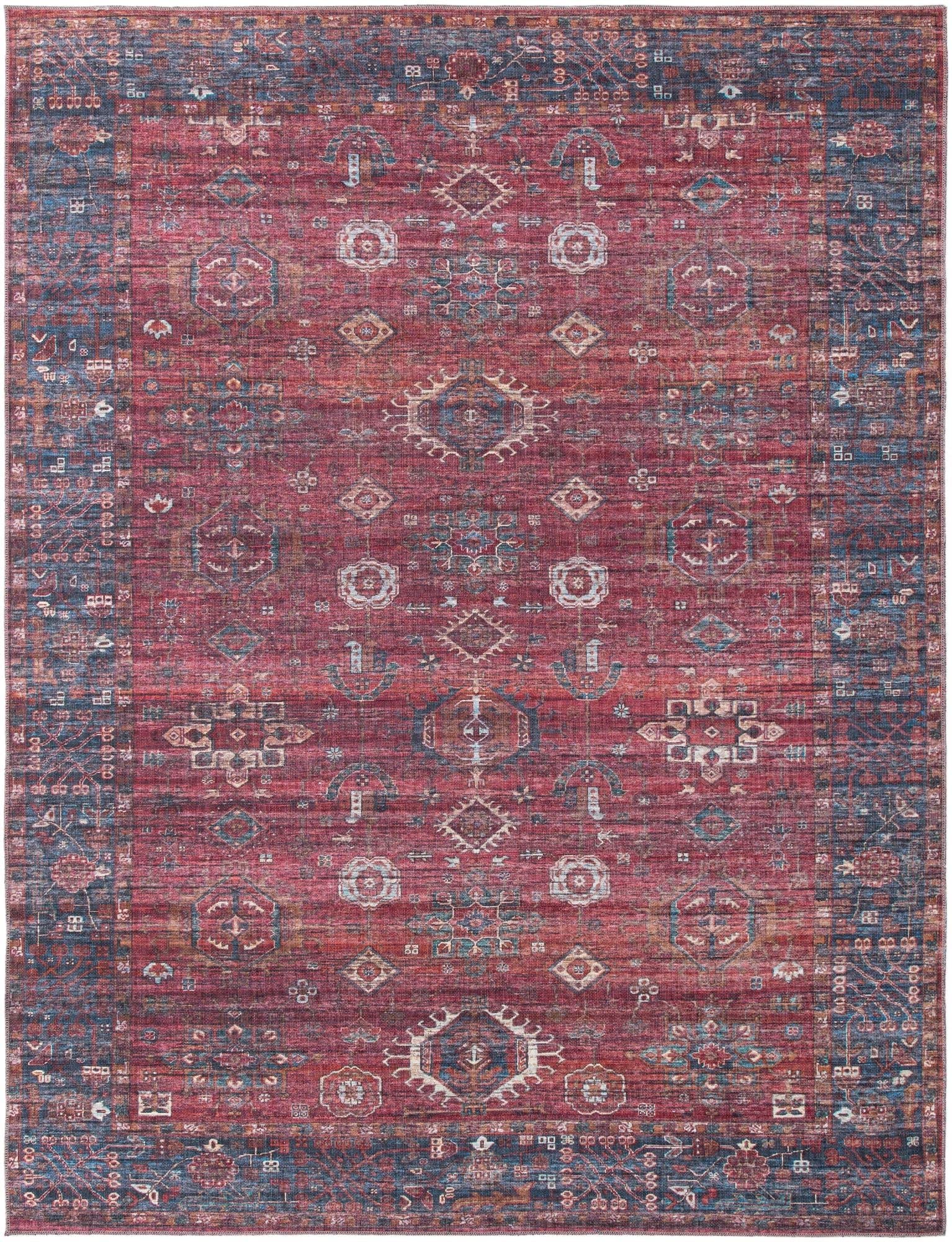 Washable 9' x 12' Rust Red Low-Pile Rug - Maahru Collection by Rugs.com | Durable & Easy-Clean Living Room Carpet for Large Spaces, Dining Areas & Open Floor Plans | Perfect for High-Traffic Areas, Pet-Friendly Homes & Modern Decor