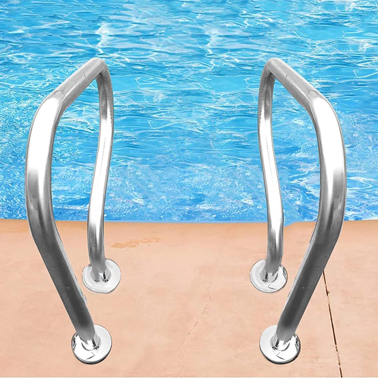 Stainless Steel Swimming Pool Handrails with Quick Mount Base - Durable Pool Safety Railing with Armrest Cover for Inground Pools | Perfect for Backyard, Residential & Commercial Pool Safety