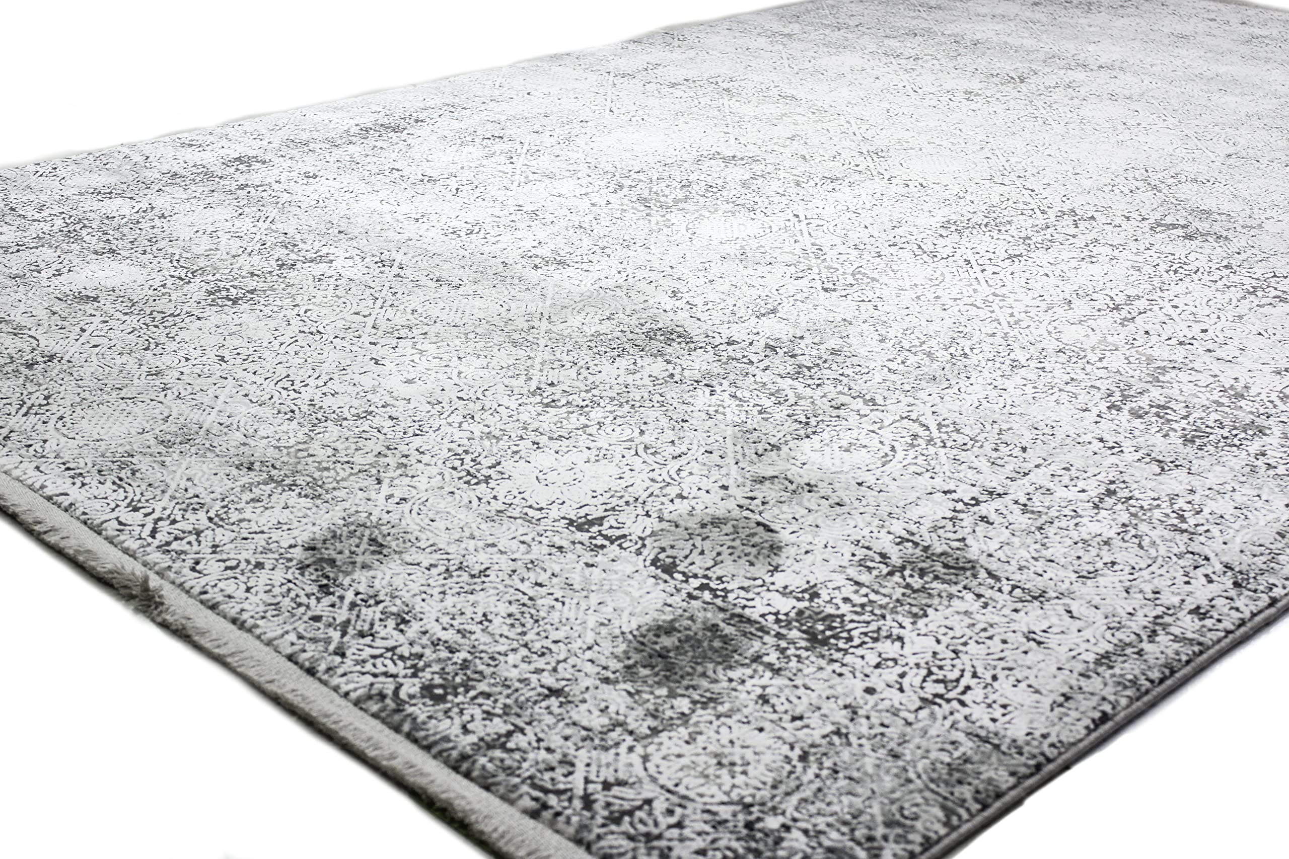 Bashian Collection 4’ x 6’ Grey Area Rug - Premium Power Loom Viscose & Polyester - Perfect for Living Room, Entryway, Bedroom & Home Decor - Soft Runner Rug for High Traffic Areas