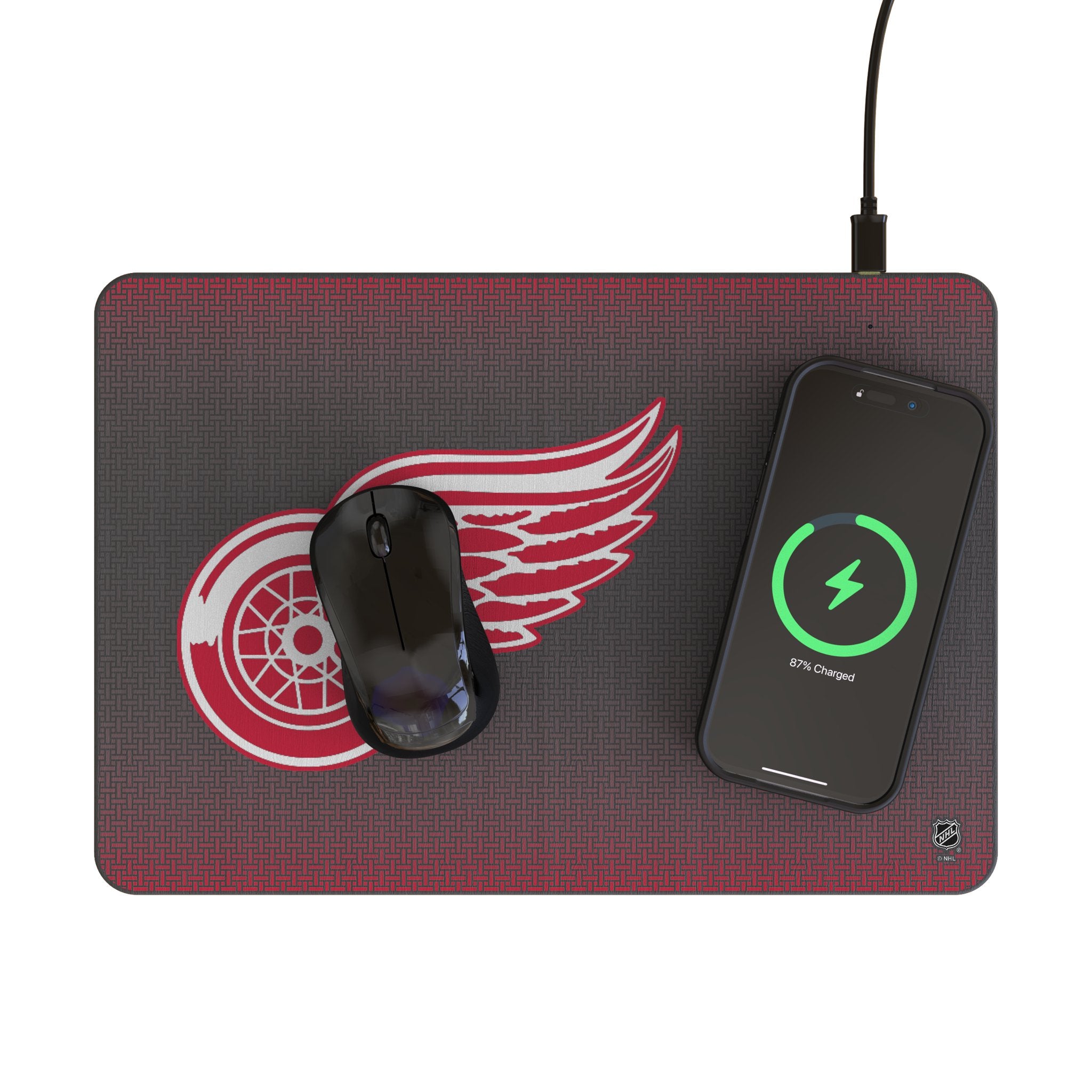 Detroit Red Wings 15W Wireless Charger & Mouse Pad - Fast Qi Charging for iPhone, Samsung, AirPods - Perfect for Office, Gaming, and Home Desk Setup