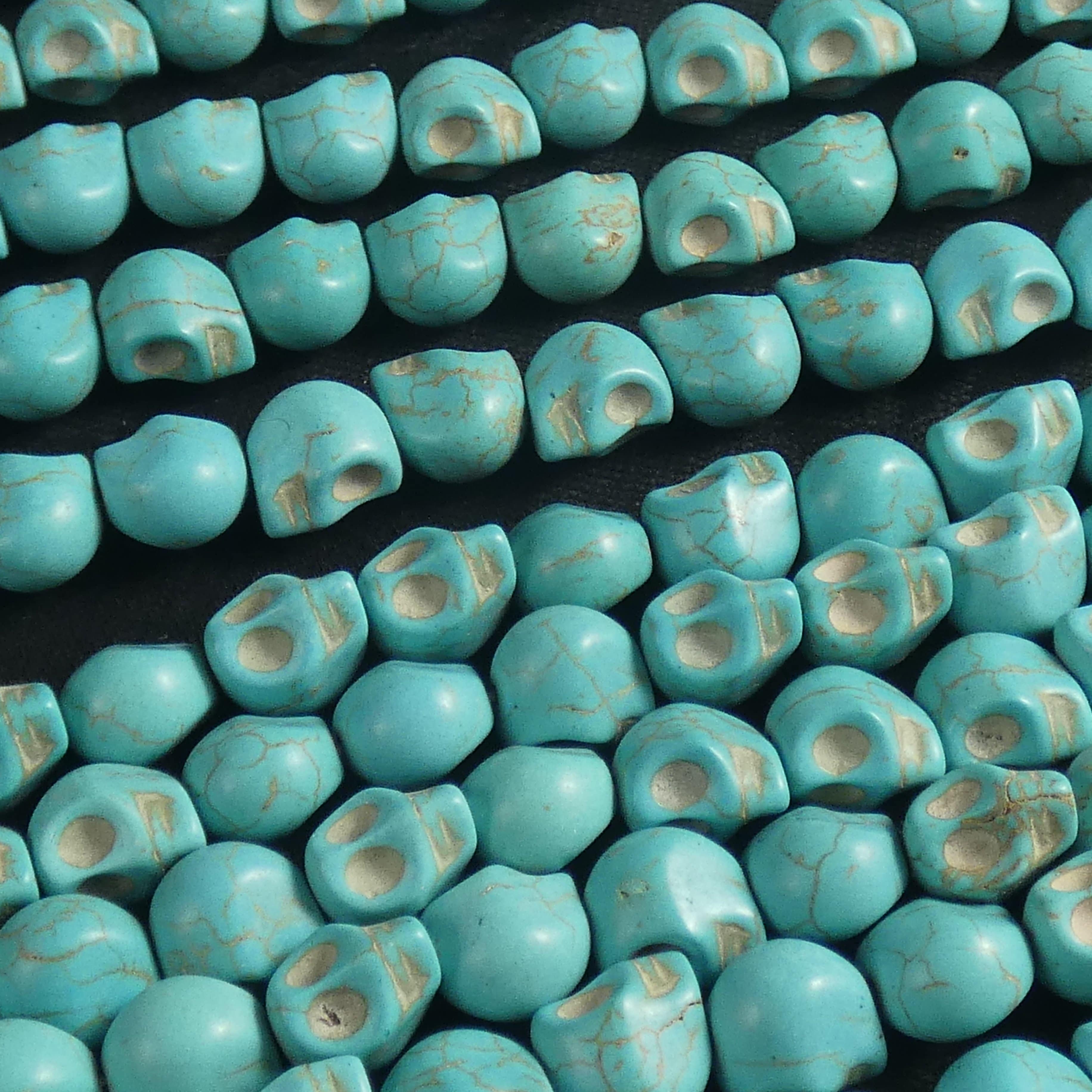 Blue Magnesite Skull Bead Strands for Jewelry Making - Natural Stone Beads for Necklaces, Bracelets & DIY Crafts - Perfect for Boho, Gothic & Spiritual Designs