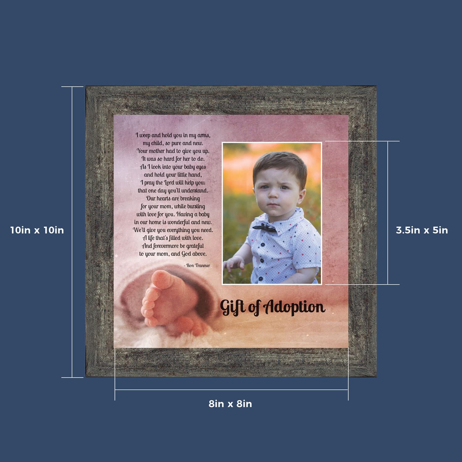 Crossroads Home Décor Adoption Picture Frame with Poem - 6405BW - Perfect for Baby Showers, Adoption Announcements & Family Keepsakes