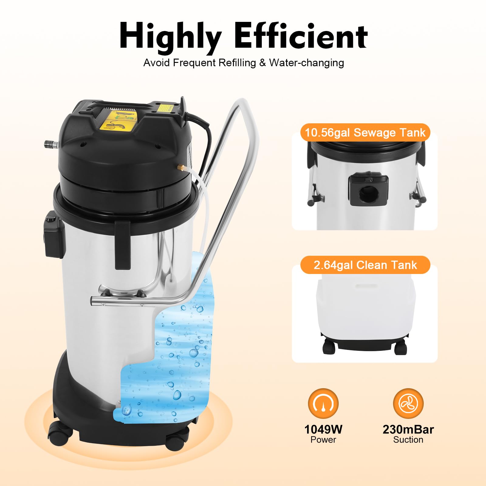 40L/11gal Commercial Carpet Cleaner Machine - 3-in-1 Heavy Duty Extractor Vacuum Washer for Sofa, Curtain & Carpet Cleaning with Mobile Tires - 1000W Powerful Cleaning for Carpets & Hard Floors (2-Pack) - Perfect for Hotels, Offices & Home Deep Cleaning