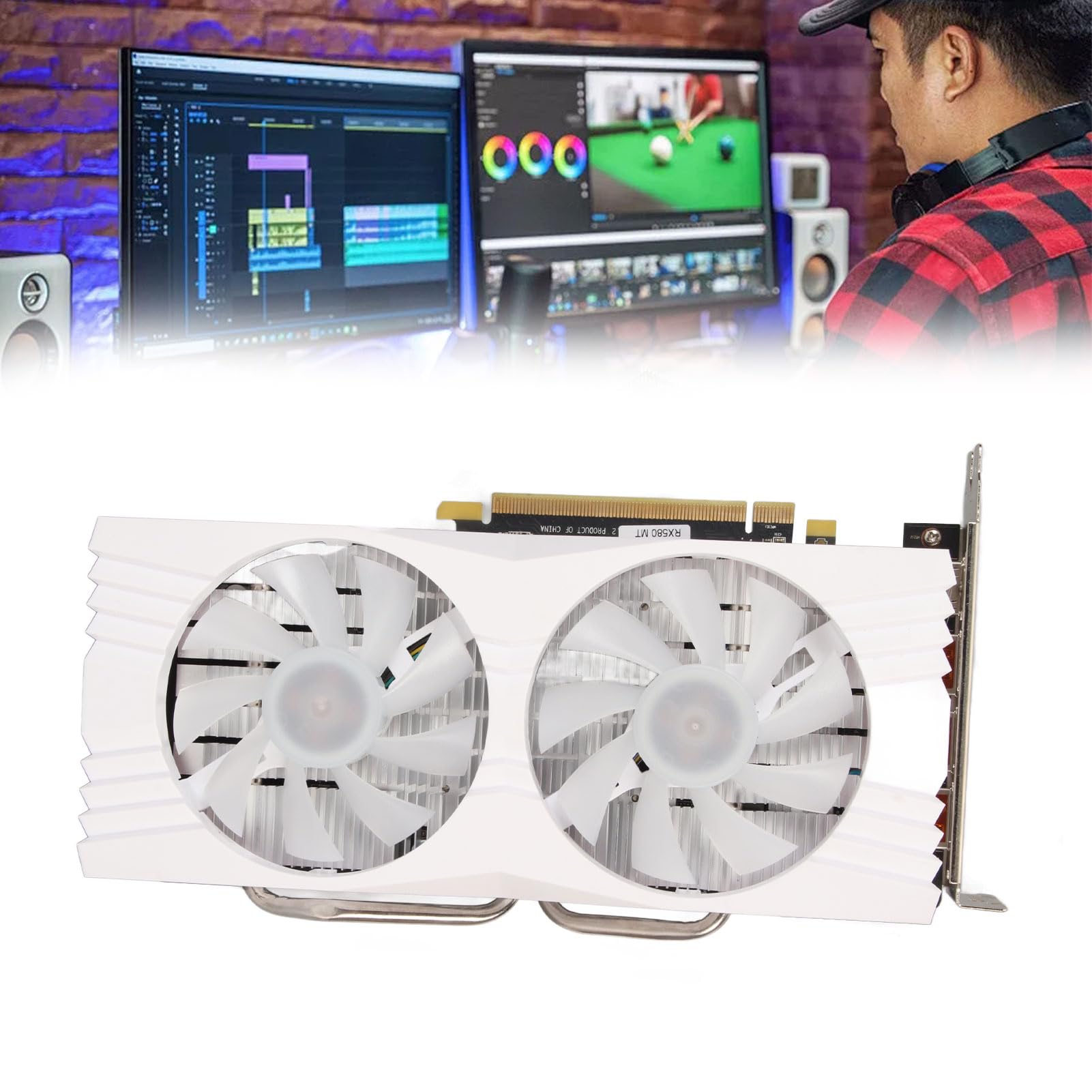 Xiuganpo 8GB GDDR5 256-bit Gaming Graphics Card - 1284MHz Core Clock, 7000MHz Memory, Dual Fan Cooling, PCIe 3.0 - Perfect for PC Gaming, Video Editing & 3D Rendering