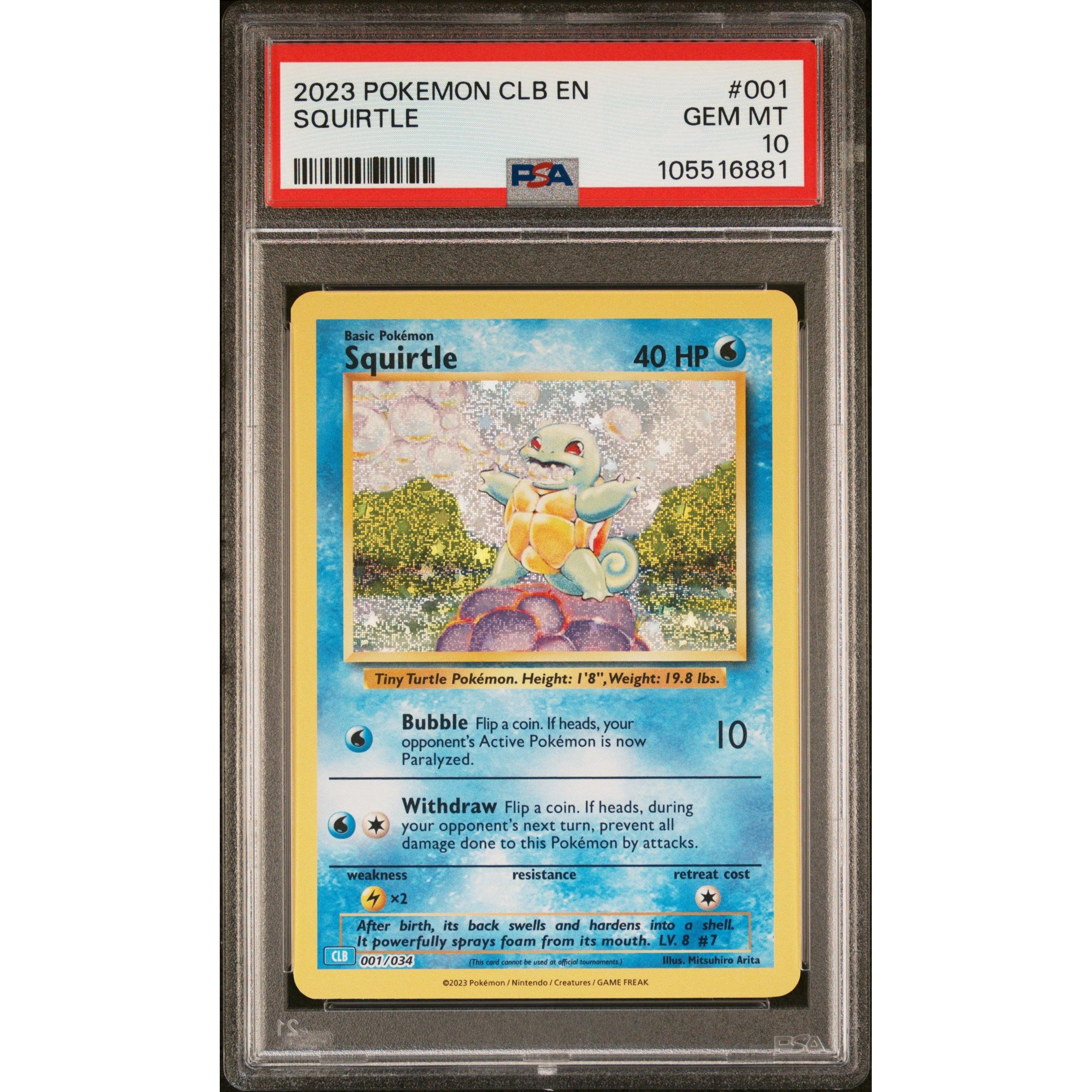 2023 Pokemon Classic Collection Squirtle 001/034 PSA 10 Graded Card - Rare Collectible for Trading Card Game Enthusiasts & Perfect Gift for Pokemon Fans